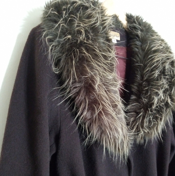 Midnight Velvet Vintage longline wool dress coat with fur trim women's size 14 - Picture 5 of 14